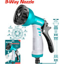 Pistola Boquilla de Agua de plástico Ajustable a 9 maneras diferentes de salida del agua.