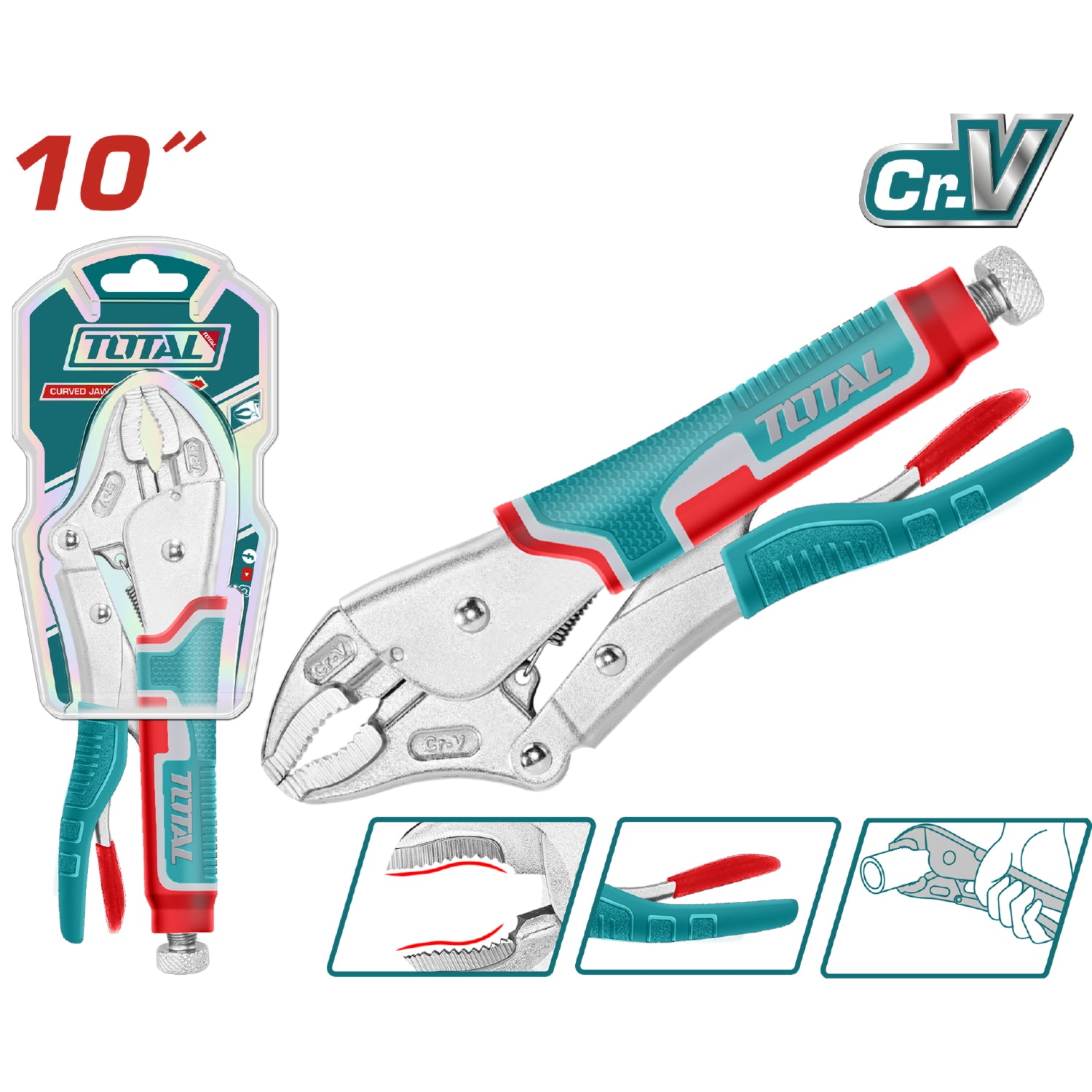 10" Alicate de presion mandibula curva Cr-V 10" HRC52-HRC60