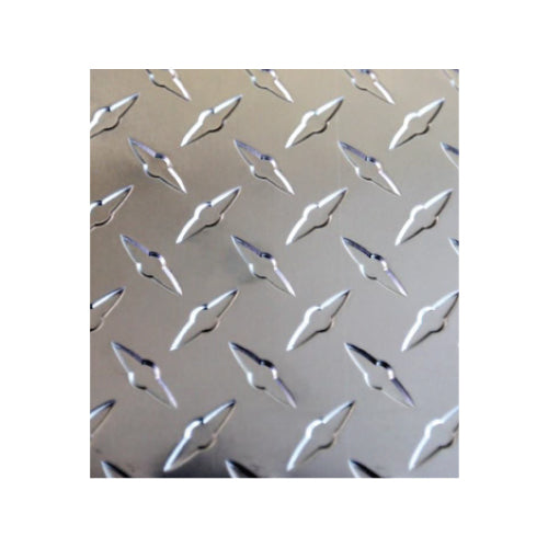Lamina estriada aluminio 3003 (H22) 4x8 pies 1.5 mm Patron diamantado. Pulido brillante