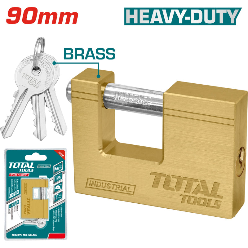 Candado bronce rectangular HeavyDuty. 90 mm. 609 g. con 3 llaves. Misma calidad que Yale