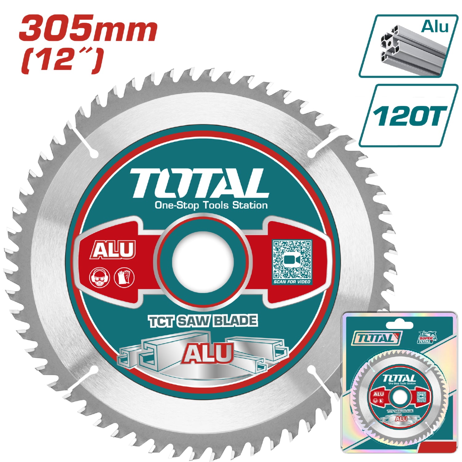 Disco corte para aluminio 305mm(12") 120T,arbor:30mm 16mm y anillo 25.4mm
