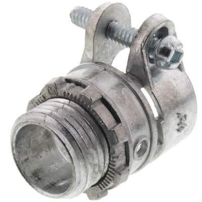 Conector Recto Cajilla Metalica  -Tuberia Greenfield de 1 1/4".  Material Zinc.