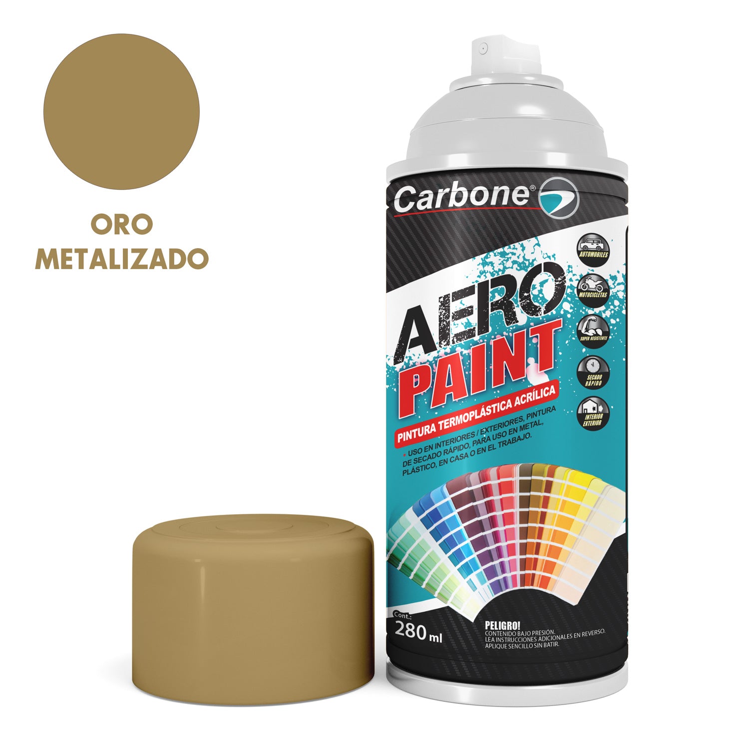 Pintura aerosol en Spray Metalizado 280 ml. Interiores y exteriores alta calidad