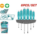 Juego de destornilladores de 6 piezas. Plano y Estrella. 40 Cr.