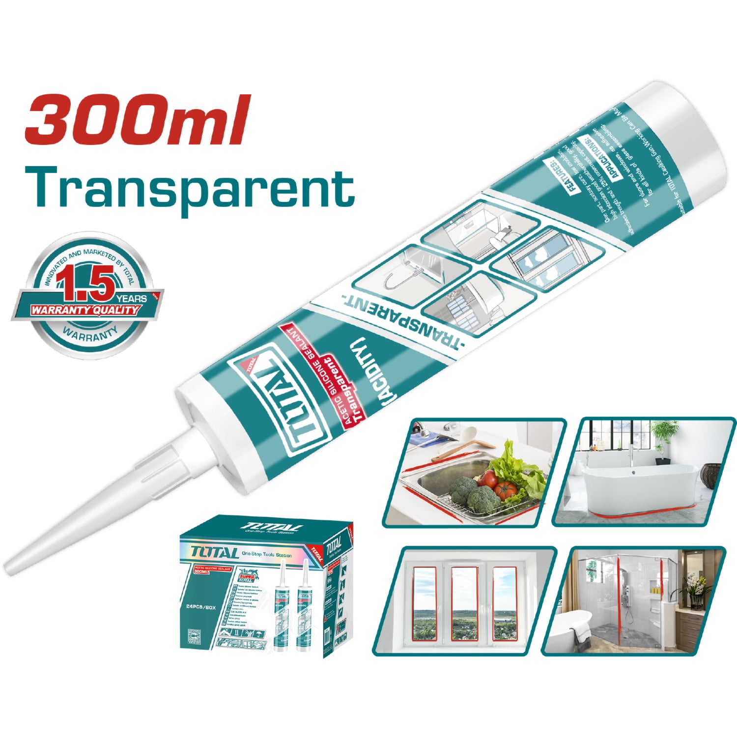 Silicon acético transparente para sellado 300ml.