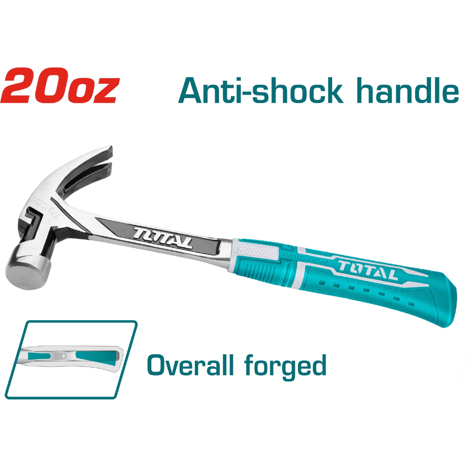 Martillo de Orejas forjado de Acero de 20oz/560 g.Tratamiento térmico. Mango anti golpe.