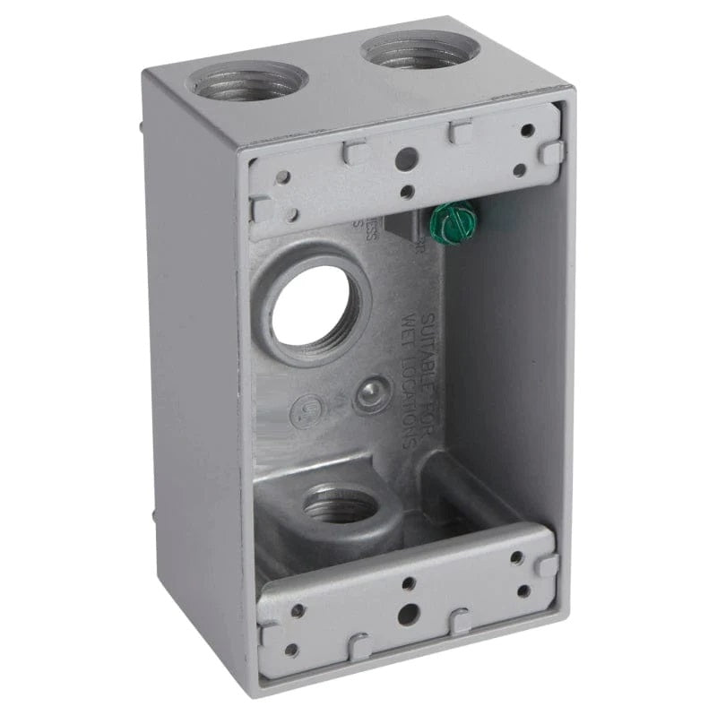 Caja Electrica Exterior 4"X2". 1 Entrada con 4 Huecos de 3/4". Dimensiones 2" X 4-9/16" X 2-13/16"