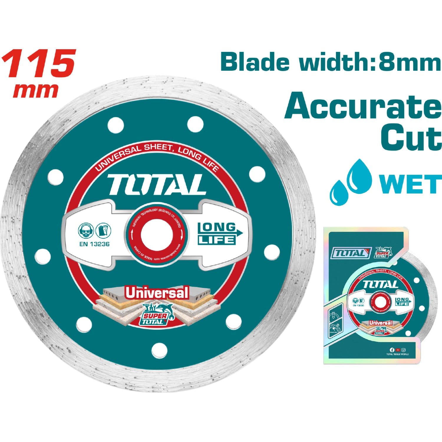 Disco de diamante liso para usar con agua 115(4-1/2")X22mm, Ancho de sierra:5mm