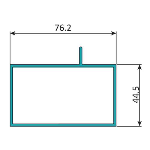 TRC-15 Perfil Marco Fijo 3" x 1 3/4"  Cerrado con Aleta Descentrada E = 1.5 mm. L = 5.85 m NEGRO