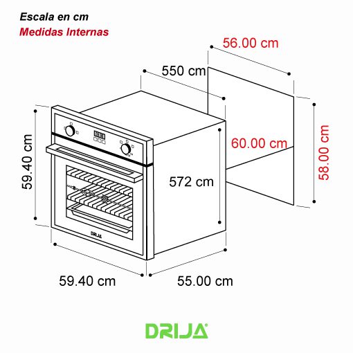 Horno empotrable a gas Europa 60