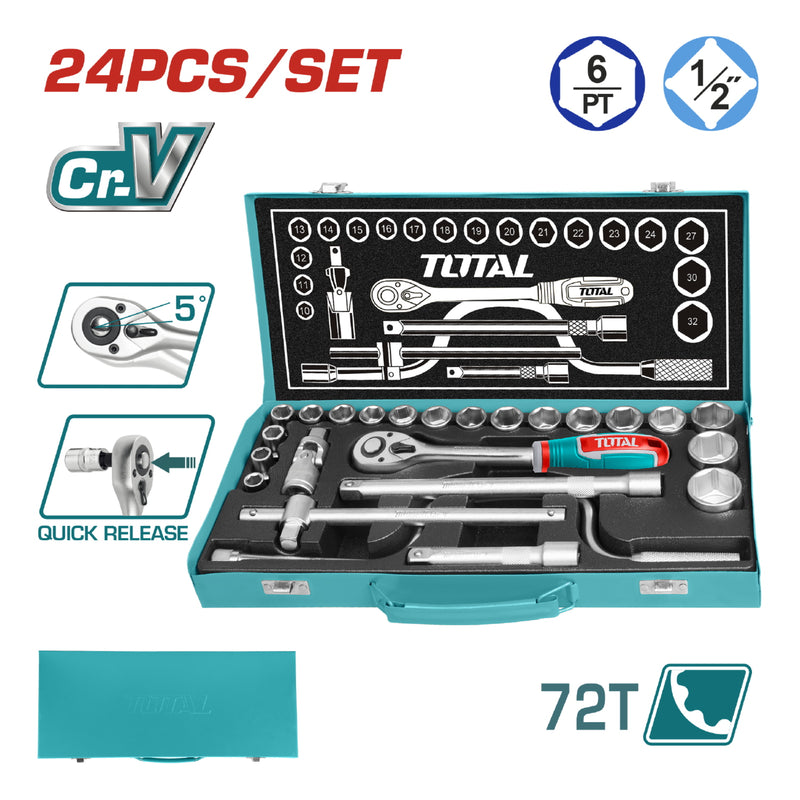 rachet c/socket 24PZA 1/2" CRV DR Socket:10,11,12,13,14,15,16,17,18,19,20,21,22,23,24,27,30,32.