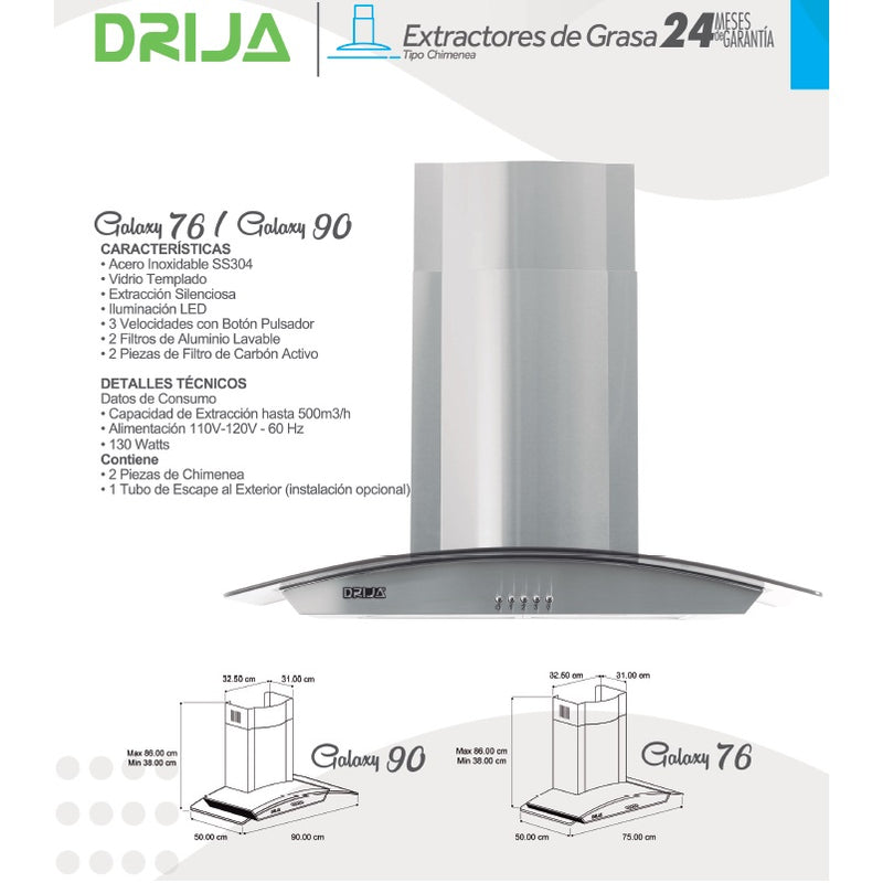 Extractor de grasa Galaxy 90. Color Inox.