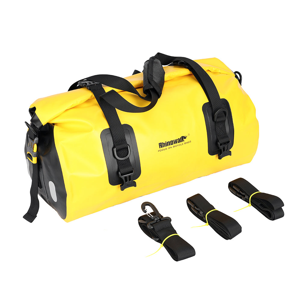 Bolso para motocicleta Rhinowalk 100% impermeable de 65L de capacidad.