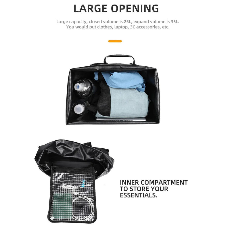 Bolso dry bag 100% impermeable 25L Negro Rhinowalk