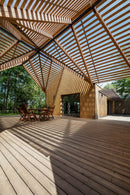 Pergola WPC Tubo Cuadrado 4" Grande Acabado Madera Cedro Exteriores 100x100x2900mm