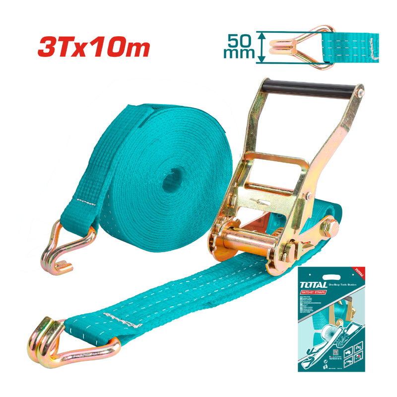 Correas de amarre de ratchet 50mm x 10 metros de largo. Carga max 3 ton.
