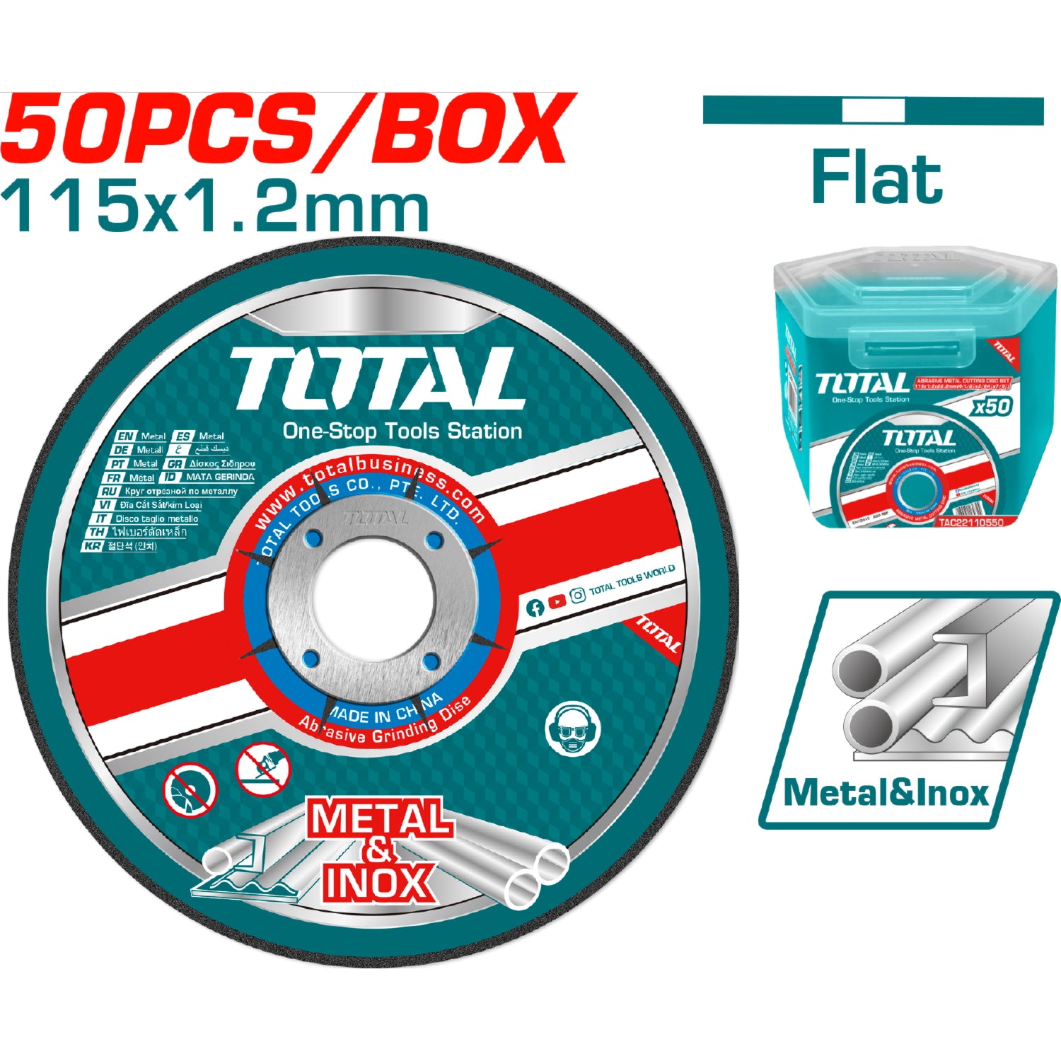 Kit en lata de 50 discos corte de metal y acero inoxidable.