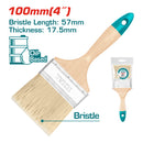 Brocha de 4" (100mm). Largo 57mm grueso del pelo 18.5mm. Mango de madera.