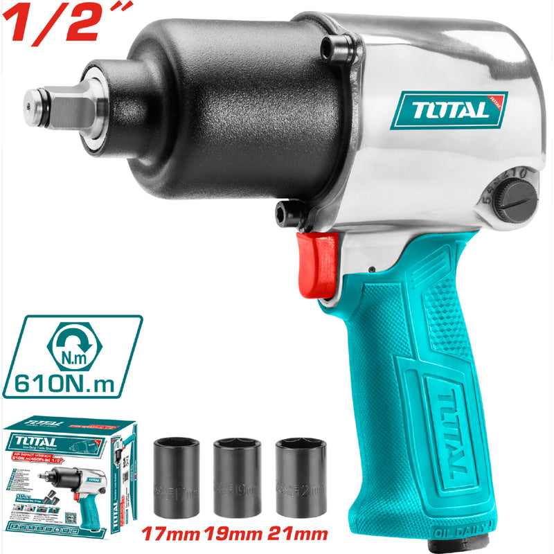 Llave de impacto neumatica 1/2". 7000 rpm.Max.torque:610Nm(450ft)(1 año)