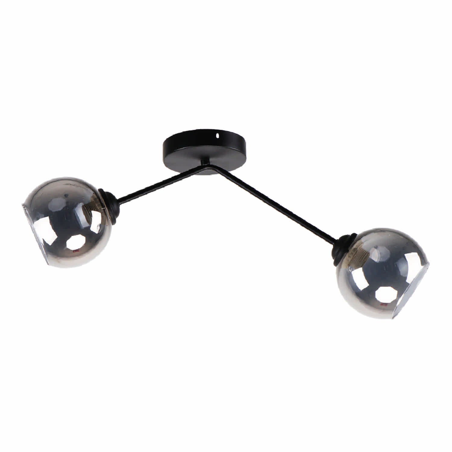 Lámpara de techo negra 2XE27 Iluminación eficiente y versátil. Metal y vidrio de alta calidad.