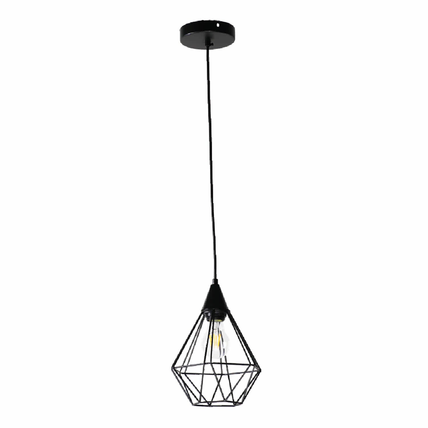 Lámpara Colgante Negra 1XE27, Metal de Alta Calidad 190x1260mm