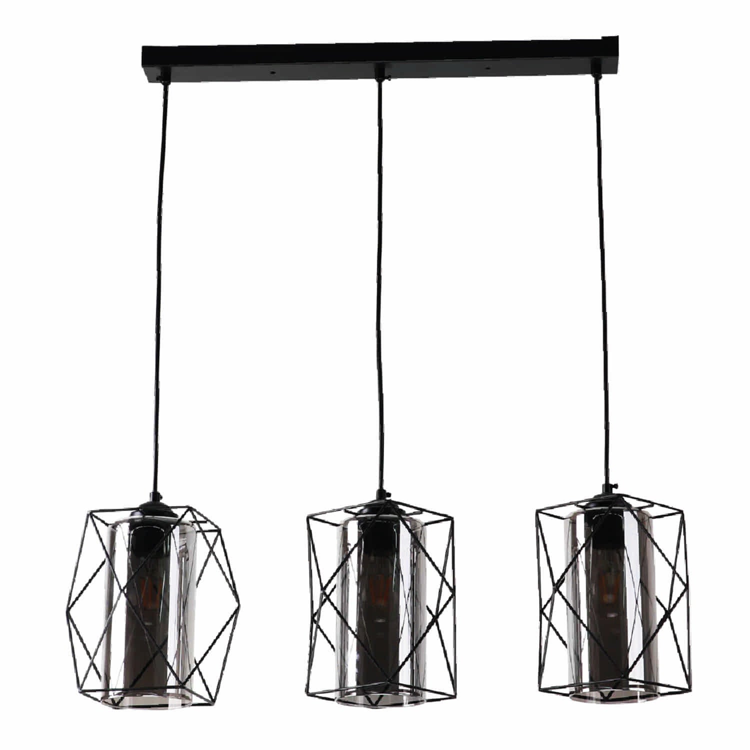Lámpara Colgante Negra 3XE27 700x1230mm Elegancia Moderna y Versátil