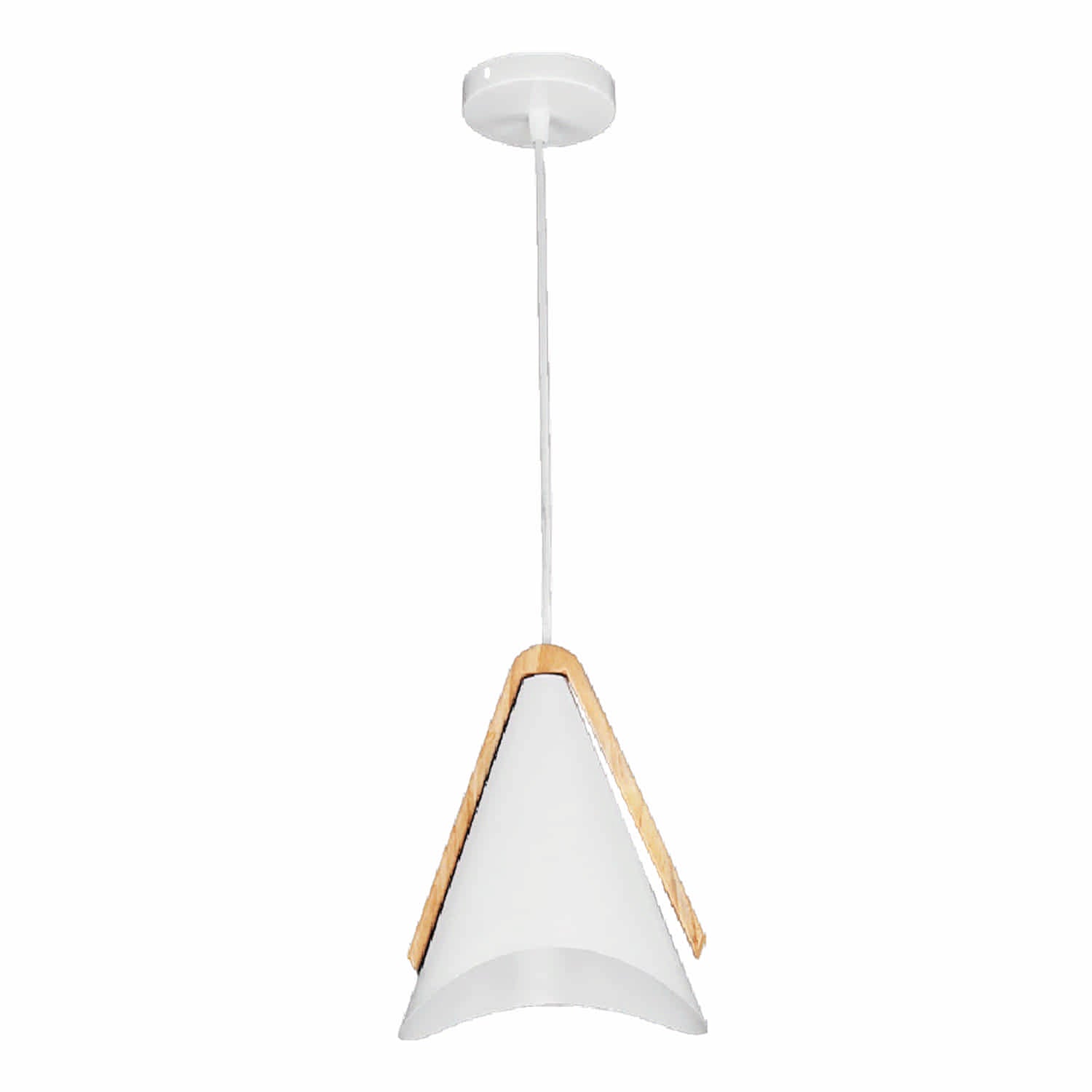 Lámpara Colgante Blanca Clásica 1XE27 Decoración Versátil de Metal y Madera 180x1235mm