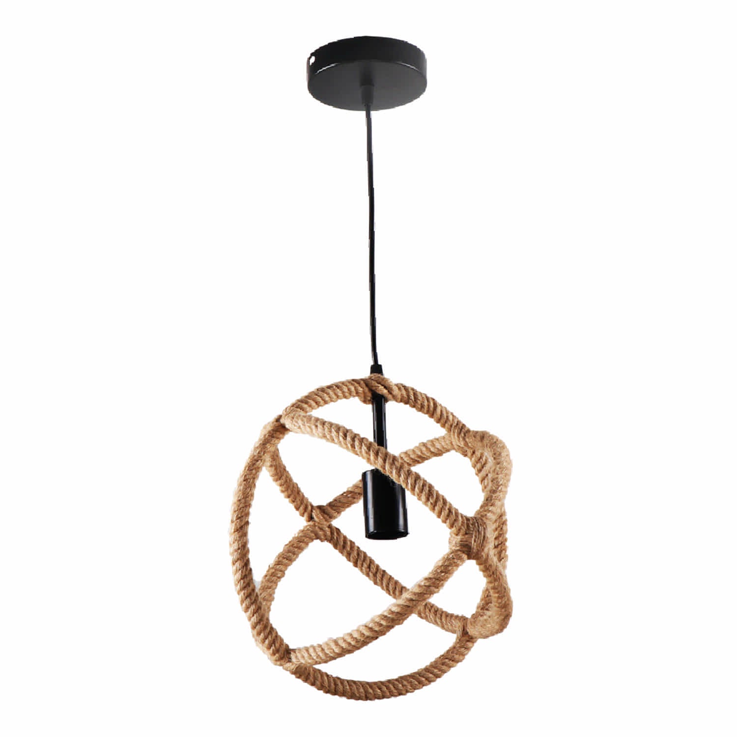Lámpara Colgante de Cuerda Rústica, 1XE27, 300x300mm