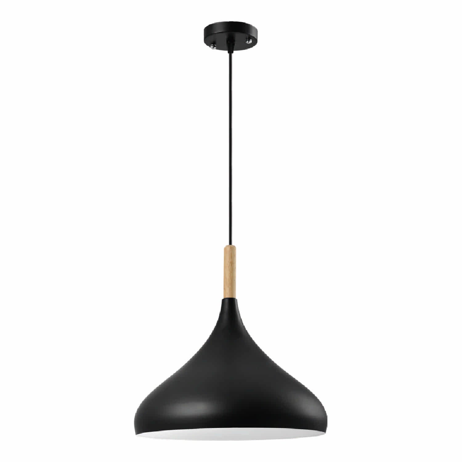Lámpara Colgante Negra y Madera 1XE27 185x100x1200mm Diseño Moderno y Versátil