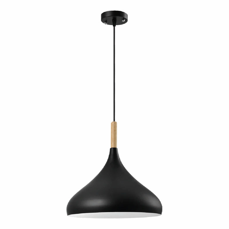 Lámpara Colgante Negra y Madera 1XE27 185x100x1200mm Diseño Moderno y Versátil