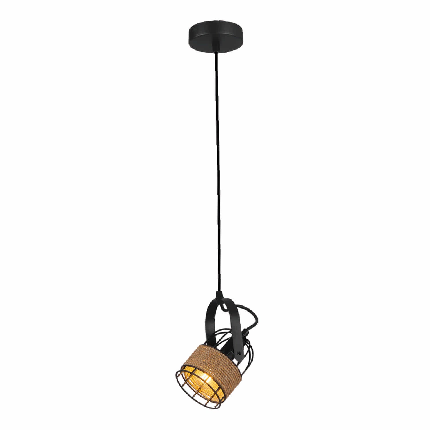 Lámpara Colgante Negra con Cuerdas 1XE12 Diseño Moderno Minimalista 100x1000mm