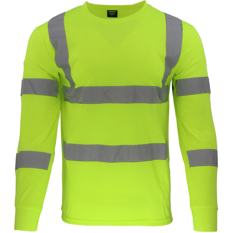 Camisa sueter manga larga amarillo fosforescente talla XL drifit de seguridad con rayas reflectivas