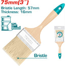 Brocha de 3" (75mm). Largo 57mm y grueso de la cerda 16mm. Mango de madera.