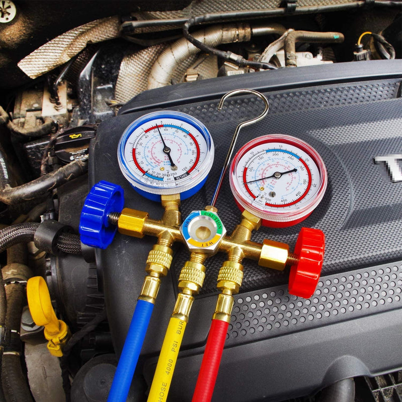 Manometros diagnostico de freon para refrigerantes R134A, R12, R22,  R404A/R502.