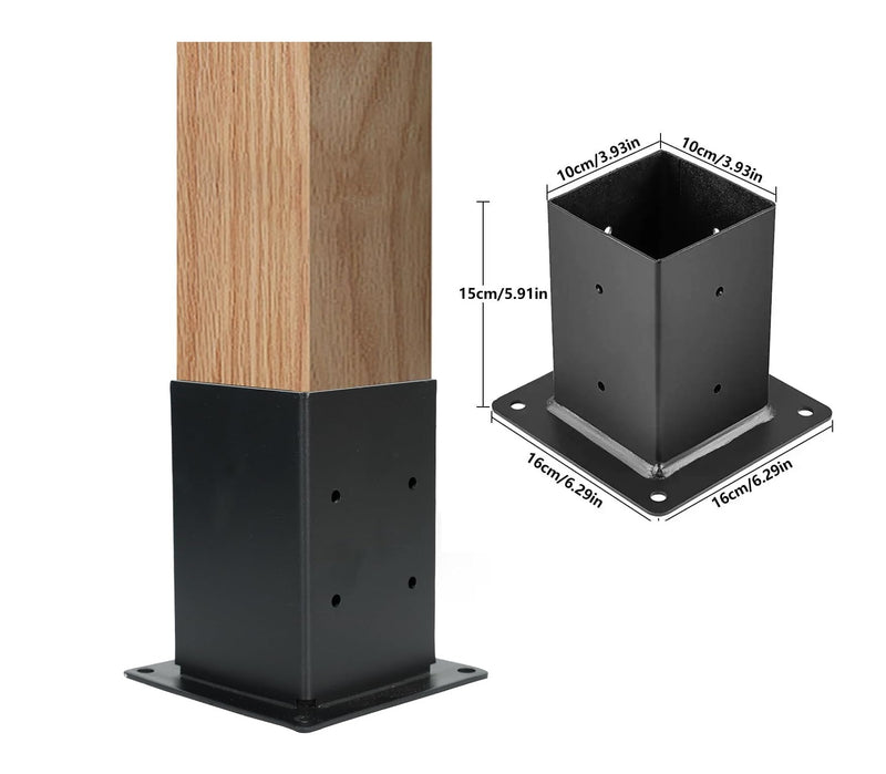 Base Tubo Cuadrado Union Pergolas WPC exteriores soporte para tubo 4"x4" - 100x100 mm