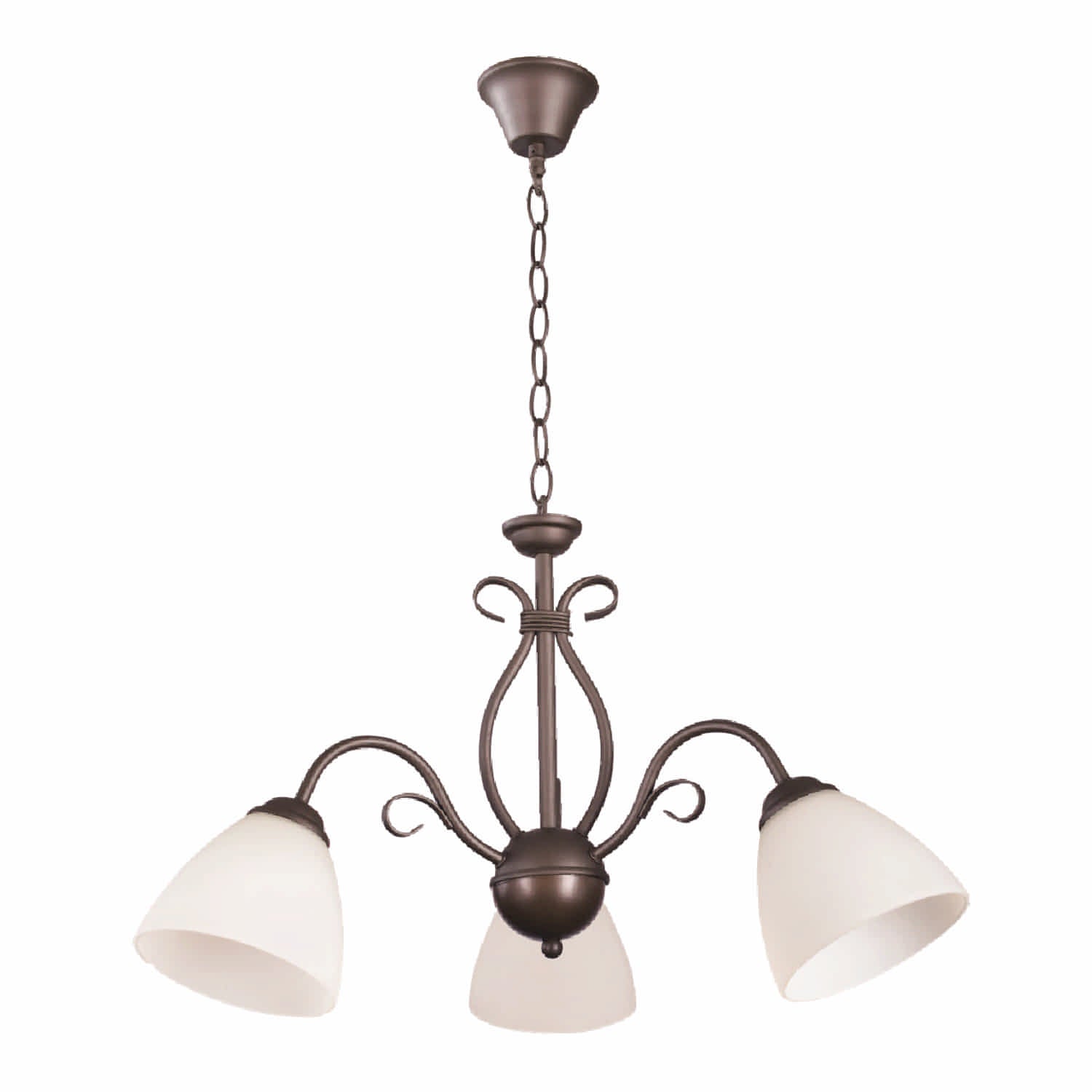 Lámpara Colgante Café 3XE27, Metal y Vidrio de Alta Calidad, 580x770mm