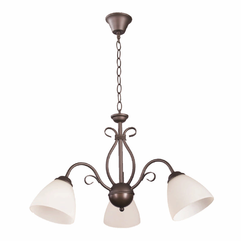 Lámpara Colgante Café 3XE27, Metal y Vidrio de Alta Calidad, 580x770mm