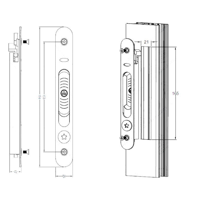 Cierre perimetral manual tornillo visto. Cilindro con llave Estrella. Color Blanco