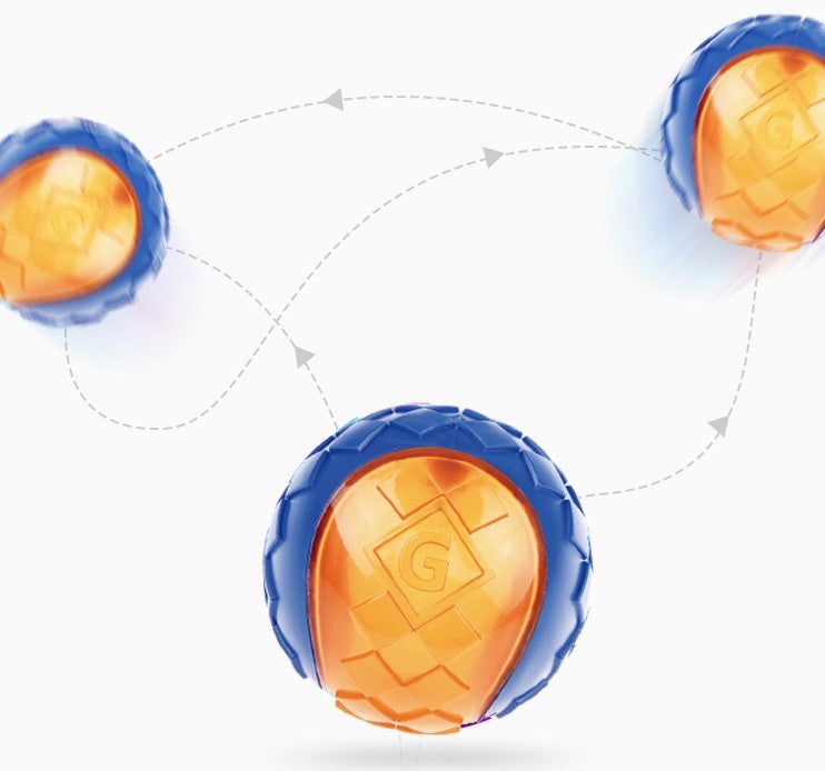 Pelota TPR naranja azul para mascota Small