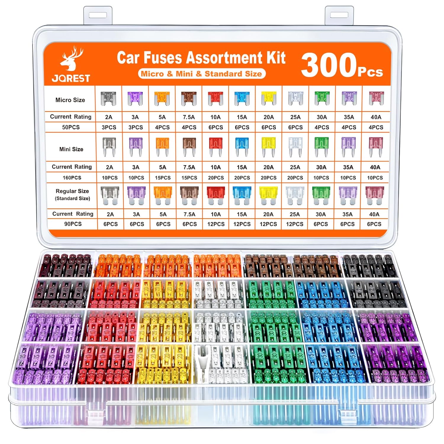 Fusibles para carro surtidos, Kit completo de 300 pcs fusible mini, estándar, micro y extractor automotriz