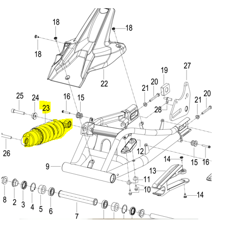 Amortiguador trasero color negro (302S) (CODIGO ANTERIOR 63800P100100, 63800P100104)