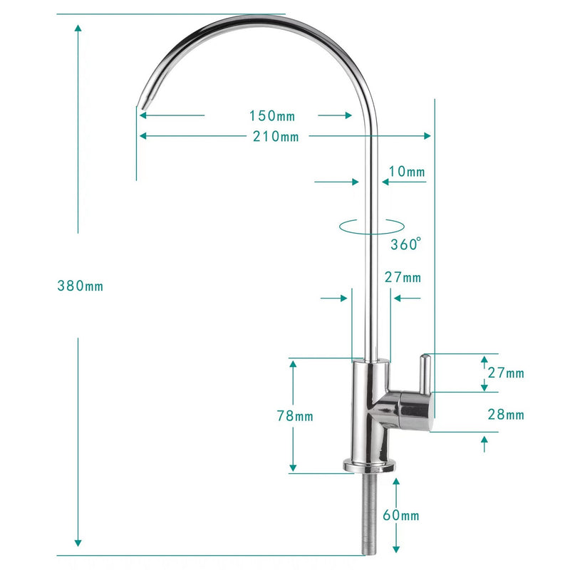 Grifo para filtros de osmosis inversa de alta calidad 1/4" conexión de tubo 5 años de garantia