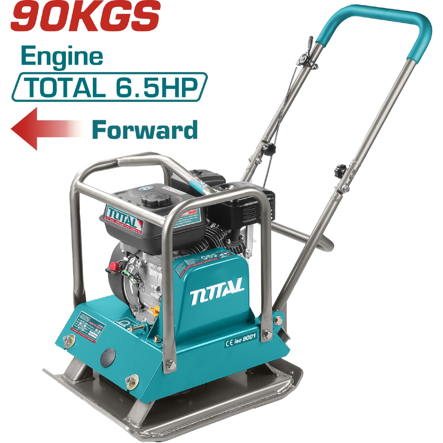 Compactadora Tipo Rana de Gasolina. Potencia del Motor: 4.8Kw (6.5HP). Peso: 90Kgs. Frecuencia: 4200