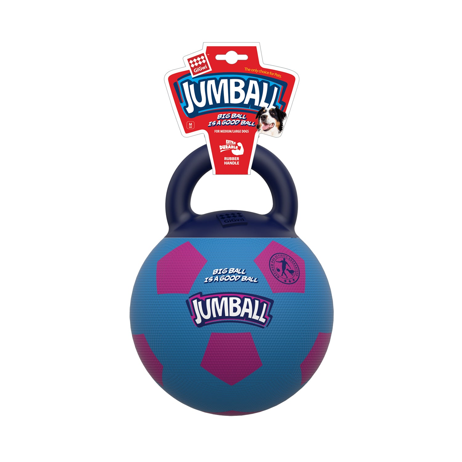 Pelota JUMBALL azul con asa para mascota