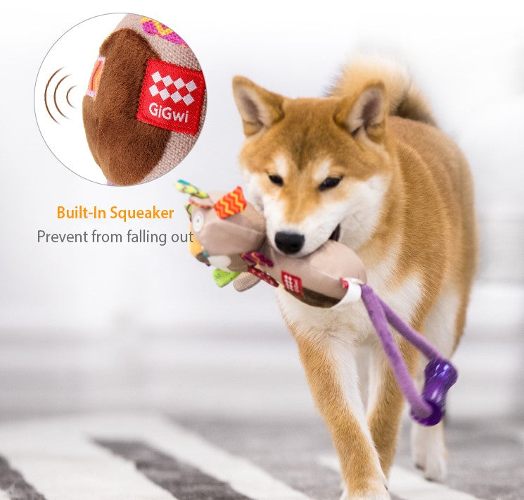 Peluche Perro de tela con cuerda para mascota