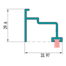 Acople Zocalo Puerta Marco Abierto.  Espesor 1.4 mm. Largo 5.85 mts. Acabado Lacado Madera