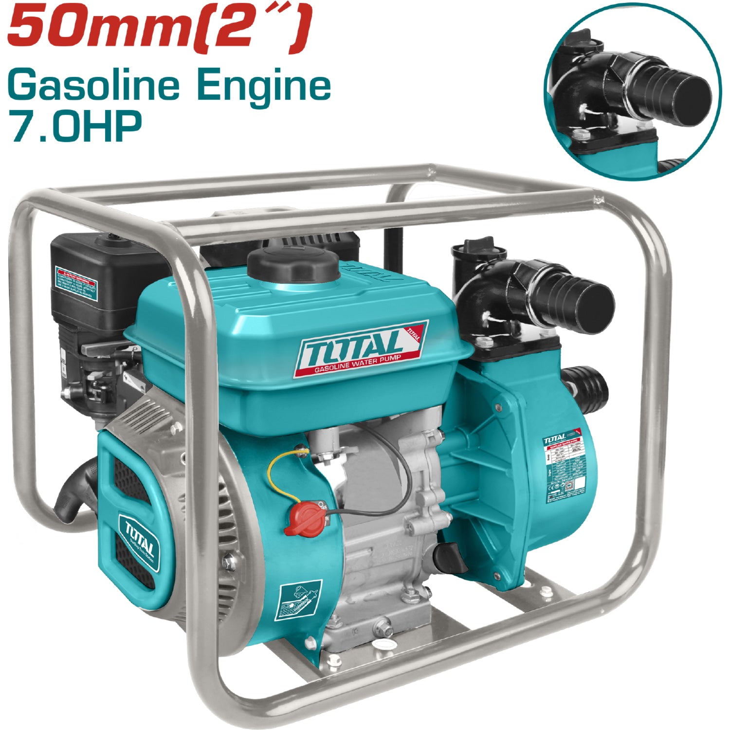 Bomba de Agua a Gasolina 7.0 HP, Diametro de Salida 50mm ( 2" ). Flujo max. 550 L/min ( Lift 28m ),