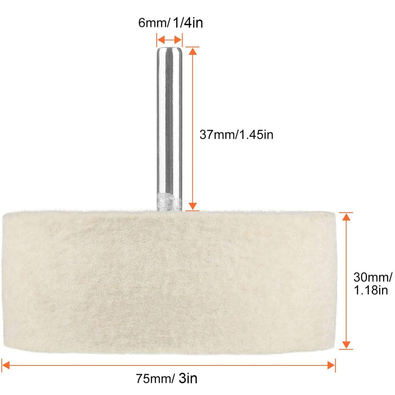 Rueda de fieltro de 3" para pulir con óxido de cerio (Óxido de Cerio no incluido)
