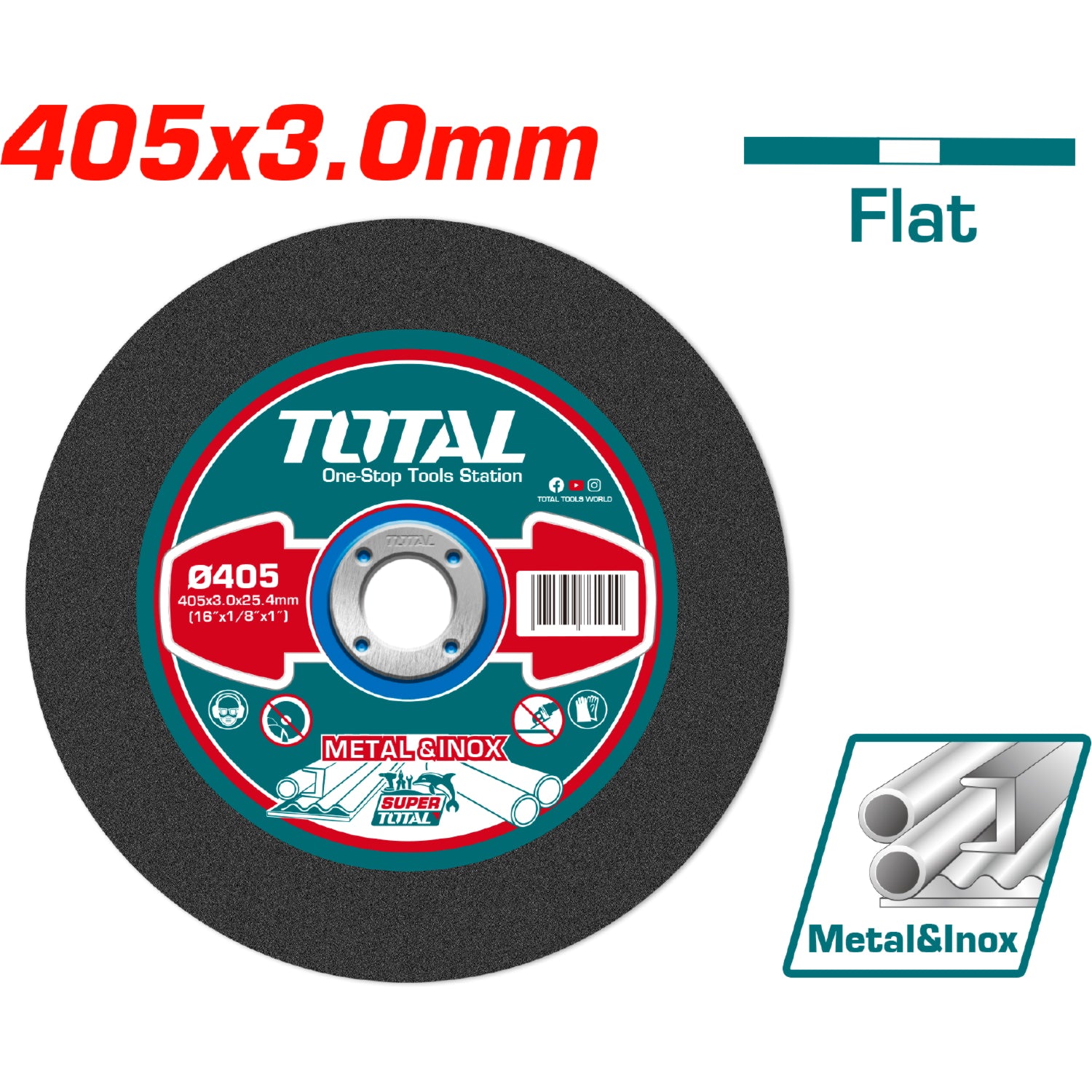 Disco de corte de metal abrasivo 16" 405x3.0mm Disco de corte plano para metal
