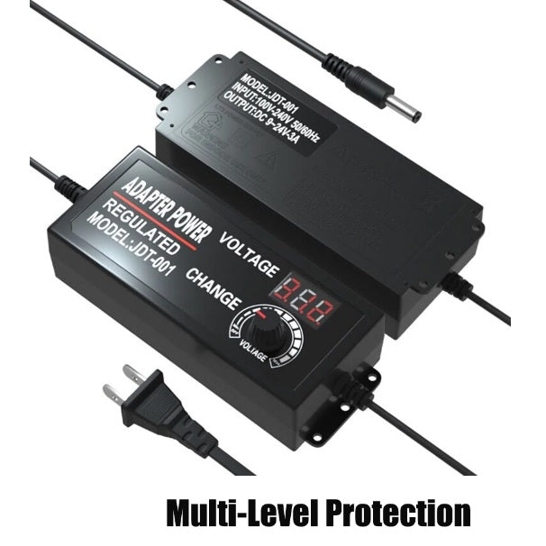Adaptador de corriente con pantalla y regulador de voltaje, AC/DC  9V a 24V – 3A.